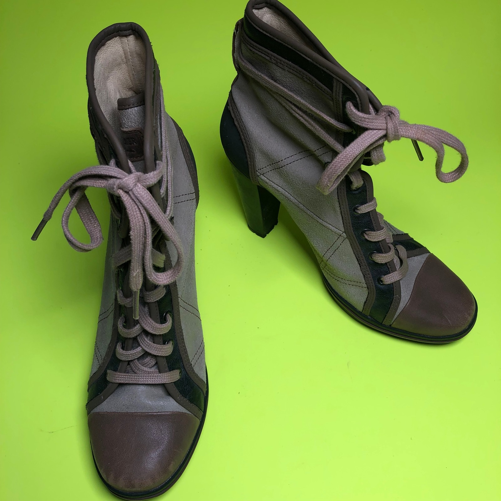 Puma Rudolf Dassler Heeled Boots Women 8 Brown Lace Up Leather Suede 350293 02